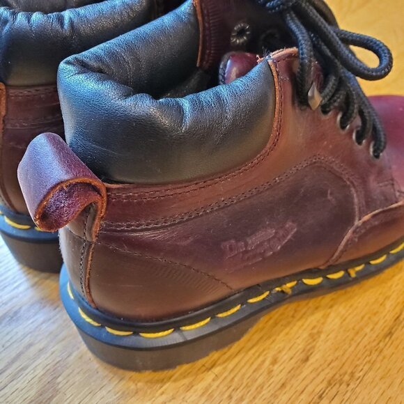Dr Martens England 12/13 Kids oxblood boot Leather Padded Ankle Burgundy Doc EUC